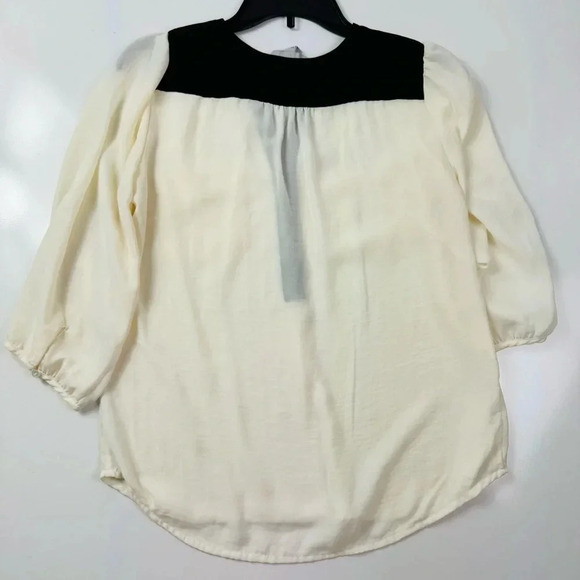 H&M Chiffon Semi Sheer Cream Black‎ Trim Blouse Size 8 - Picture 9 of 9
